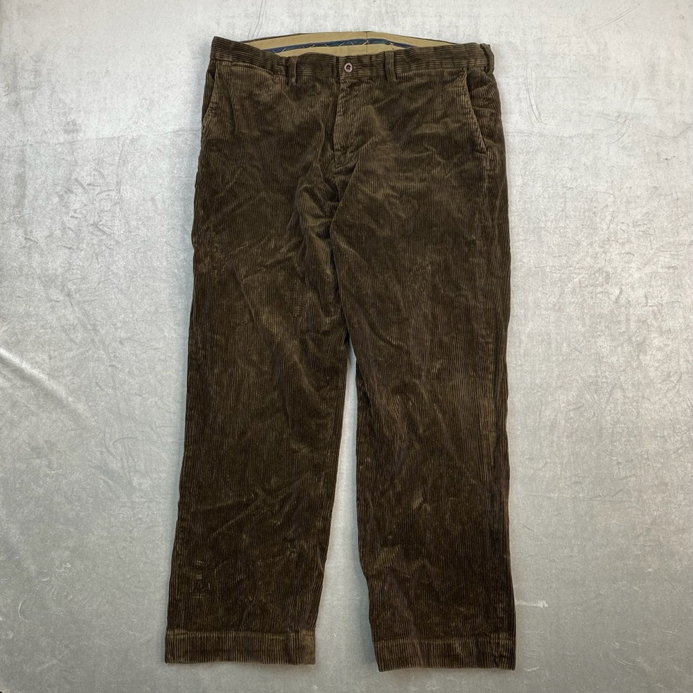 VTG Polo Ralph Lauren Corduroy Preston‎ Pants Brown Straight Fit Mens 38x30